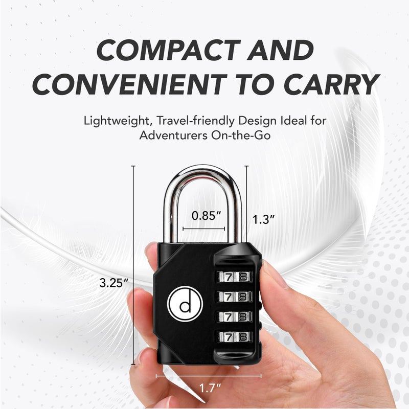 desired tools 4 Digit Combination Locks 2 Pack - Weatherproof Padlock with Code - Combination Lock for Locker, Gym, Outdoor Gate, Storage Shed, Fence Gate & Bike Lock - Keyless, Easy to Set, Reset - New Black - Image 2
